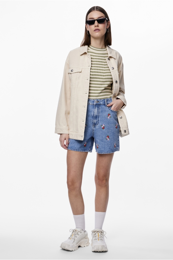PCSKY HW EMBROIDERY SHORTS 17148991 Light Blue denim/EMBROIDERY